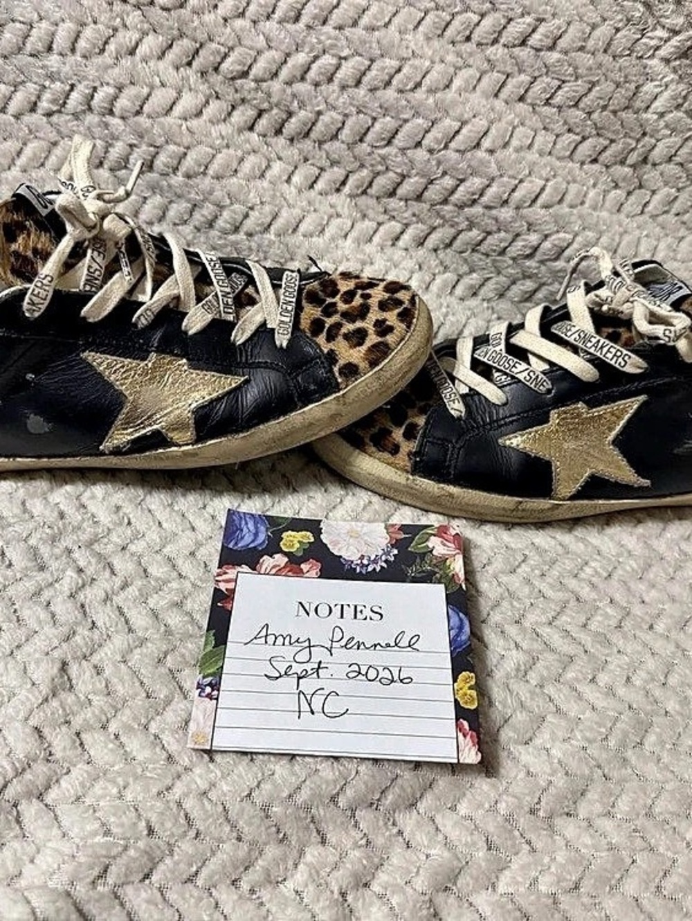 Golden Goose Super-Star Leopard Horsy Hair Print Leather Sneakers EU 39